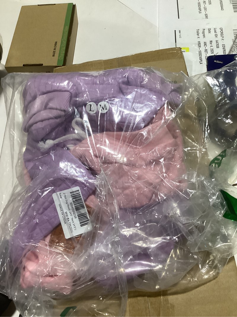 Condition photo showing Good Condition for 2 Pack Dog Hoodie Sweaters for Small Medium Dogs Warm Dog Clothes for Large Dogs Soft Waffle-Like Laminated Sweatshirt Bulldog (Pink+Purple, M/L (Back: 17",Chest: 24.5", Neck: 14.5")) Pink+Purple M/L (Back: 17",Chest: 24.5", 35-44lbs)
