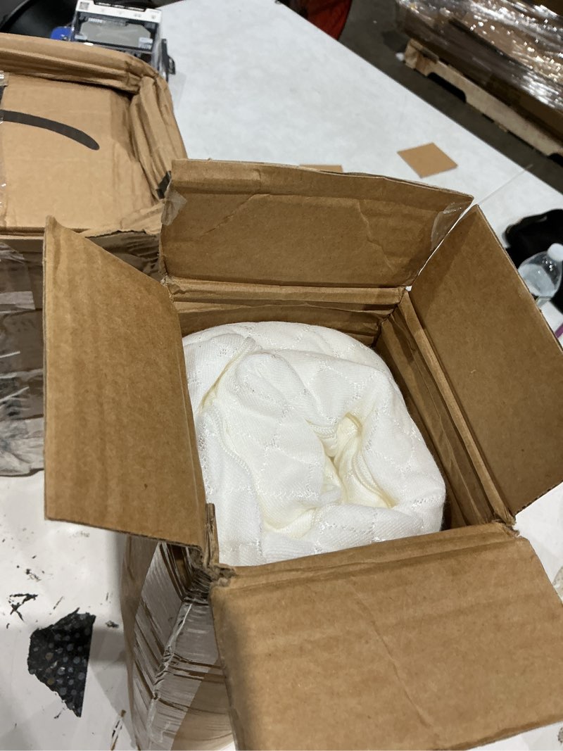 Condition photo showing As Is for baby bassinet mattress, breathable, premium foam, hypoallergenic, non-toxic, oval shaped with removal waterproof cover, 20" x 33" x 2'' white oval 20" x 33"