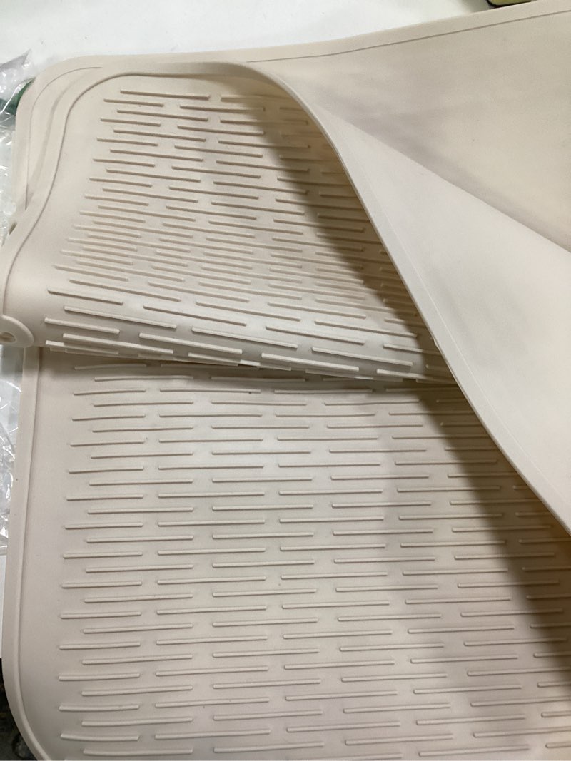 Condition photo showing Good Condition for Silicone Dish Drying Mat for Multiple Usage,Easy clean,Eco-friendly,Heat-resistant Silicone Mat for Kitchen Counter or Sink,Refrigerator or Drawer Liner Tapioca 5XL 36inches x 18inches 36"L x 18"W Tapioca