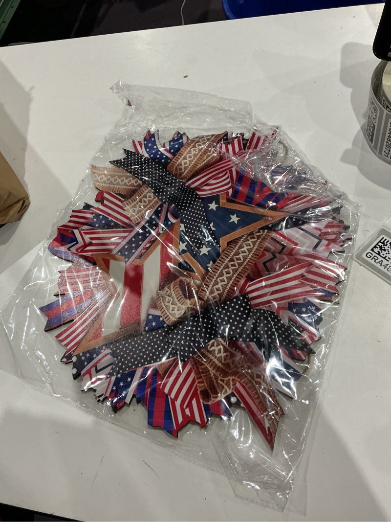 Condition photo showing New/Like New for creations patriotic wreath handcrafted floral wreath for festival indoor outdoor fence 50cmx50cmhome & garden|holiday & seasonal decor|christmas & winter|wreaths garlands & plants