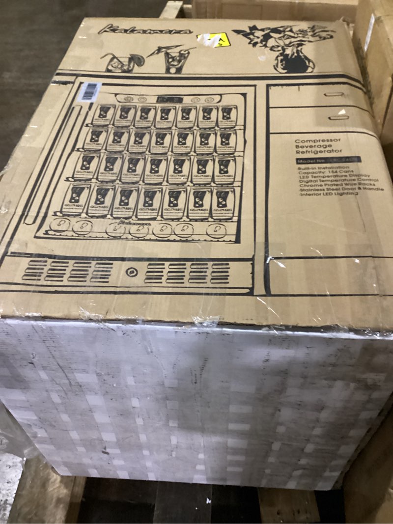 Condition photo showing Good Condition for similar to stock product… kalamera krc-24sze (often associated with 24-inch, 154-can capacity models like krc-150bv or similar under-counter units) is a compressor-based beverage refrigerator designed for either built-in installation or freestanding use