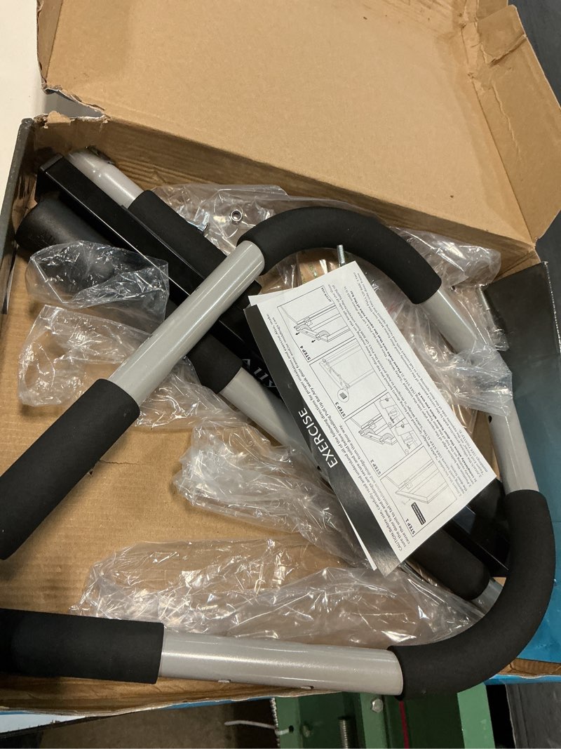 Condition photo showing As Is for ally peaks pull up bar for doorway | thickened steel max limit 440 lbs upper body fitness workout bar| multi-grip strength for doorway | indoor chin-up bar fitness trainer for home gym portable silver2