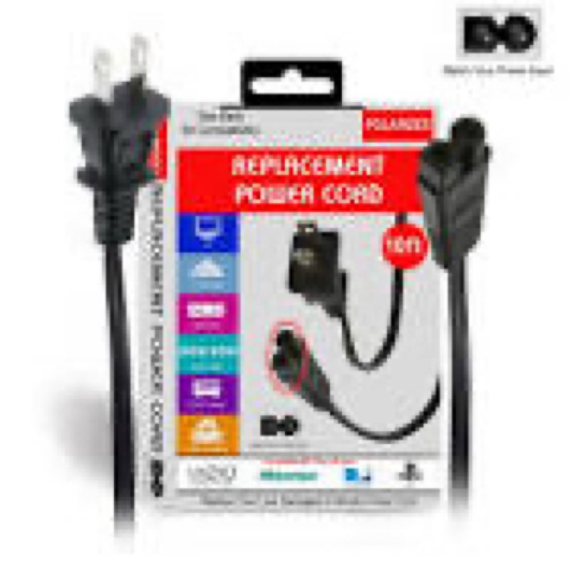 xtreme 10-ft replacement polarized power cord, works with vizio, hisense tvs, and comcast