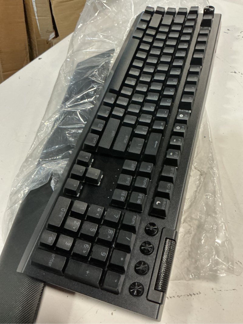 Condition photo showing Good Condition for razer blackwidow v4 pro wired mechanical gaming keyboard: green switches tactile & clicky - doubleshot abs keycaps - command dial - chroma rgb - magnetic wrist rest - snap tap blackwidow v4 pro green switches - tactile & clicky