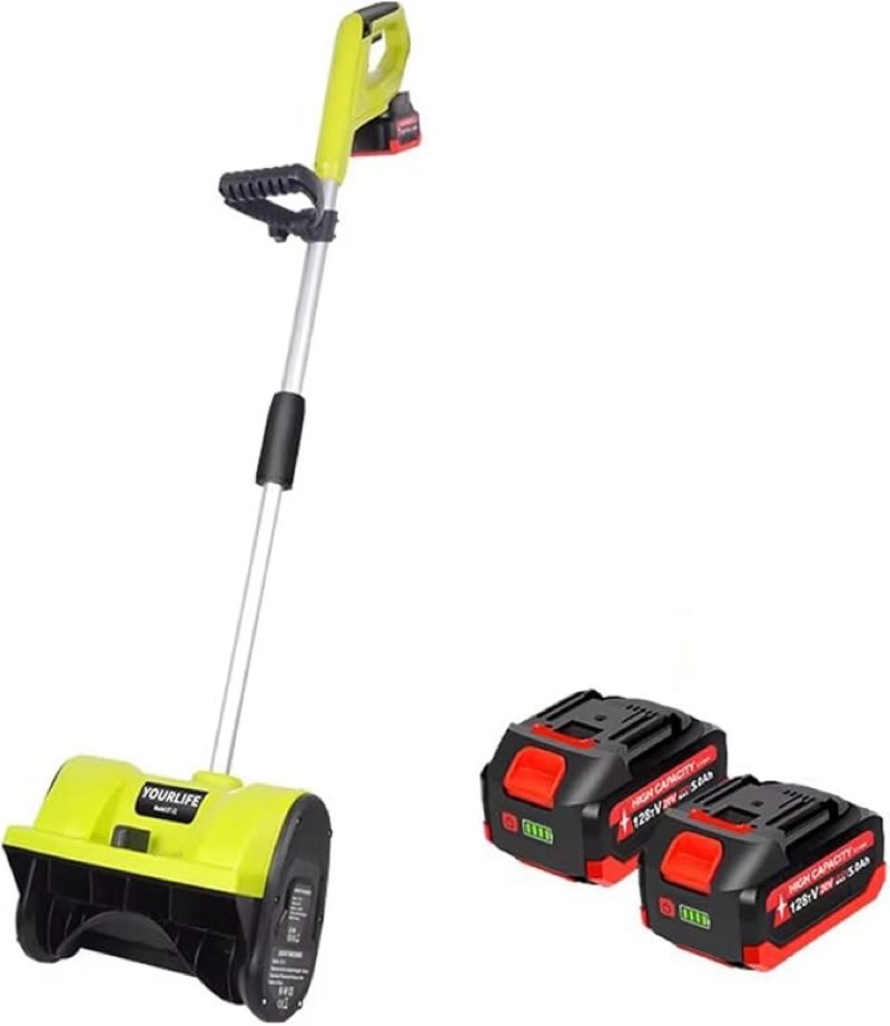 20v 12-inch electric snow shovel, small hand-push snow blower, snow plows for patios sidewalks driveways, with battery and charger