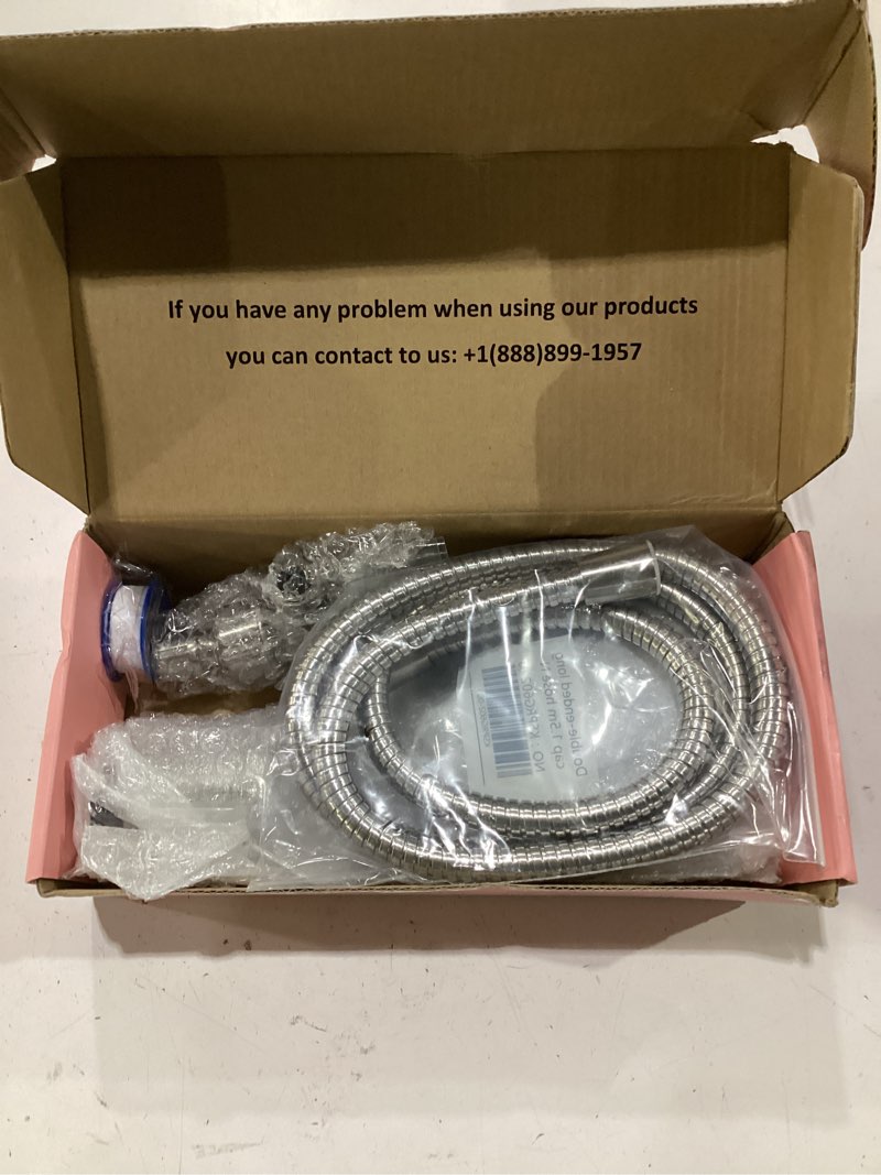 Condition photo showing New/Like New for cobbe 8-setting handheld shower head, water-saving design, brushed nickel | trickle pause mode, 5ft stainless steel hose, brass swivel bracket, tool-free installation