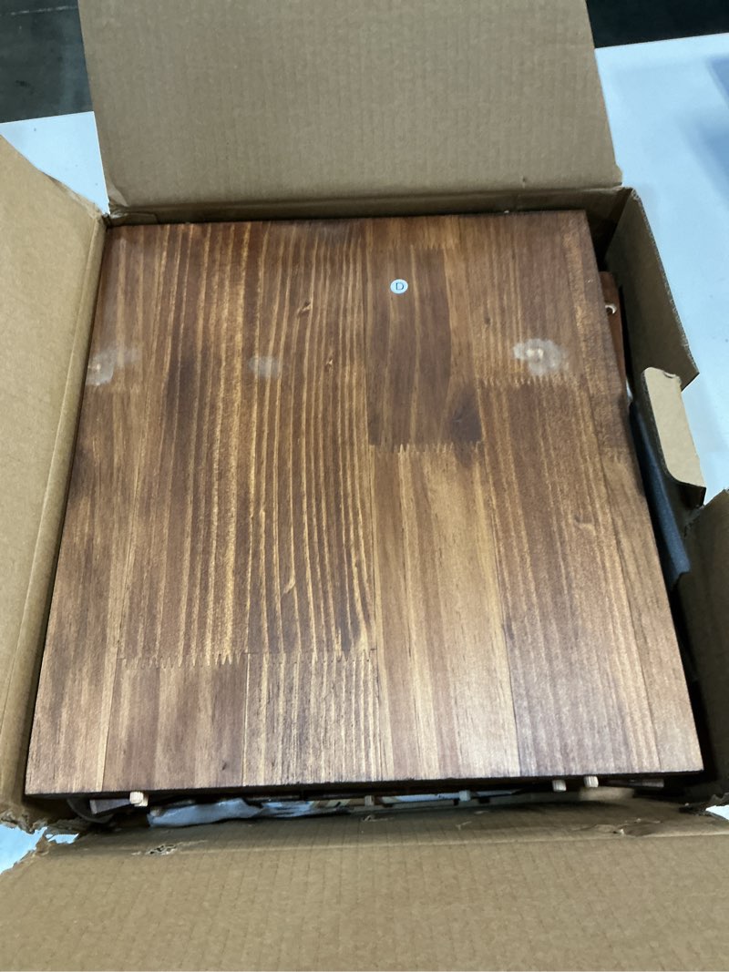 Condition photo showing As Is for alpeir corner bread box, solid wood double layer adjustable large capacity, farmhouse vintage kitchen countertop organizer with acrylic window, retro brown