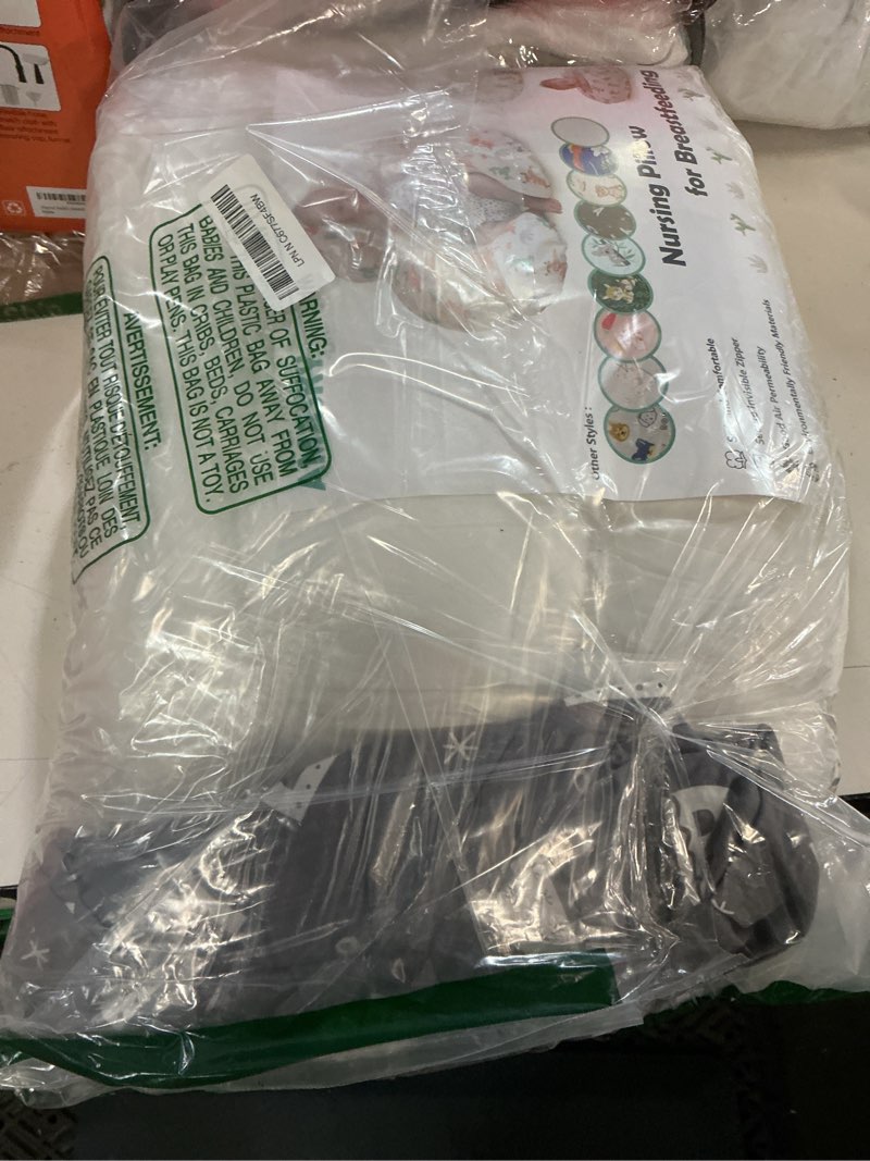 Condition photo showing Good Condition for plus size breastfeeding pillow for ergonomic comfort & support, easier nursing, fit, removable cover, machine washable, letter pattern(grey), pallet of product