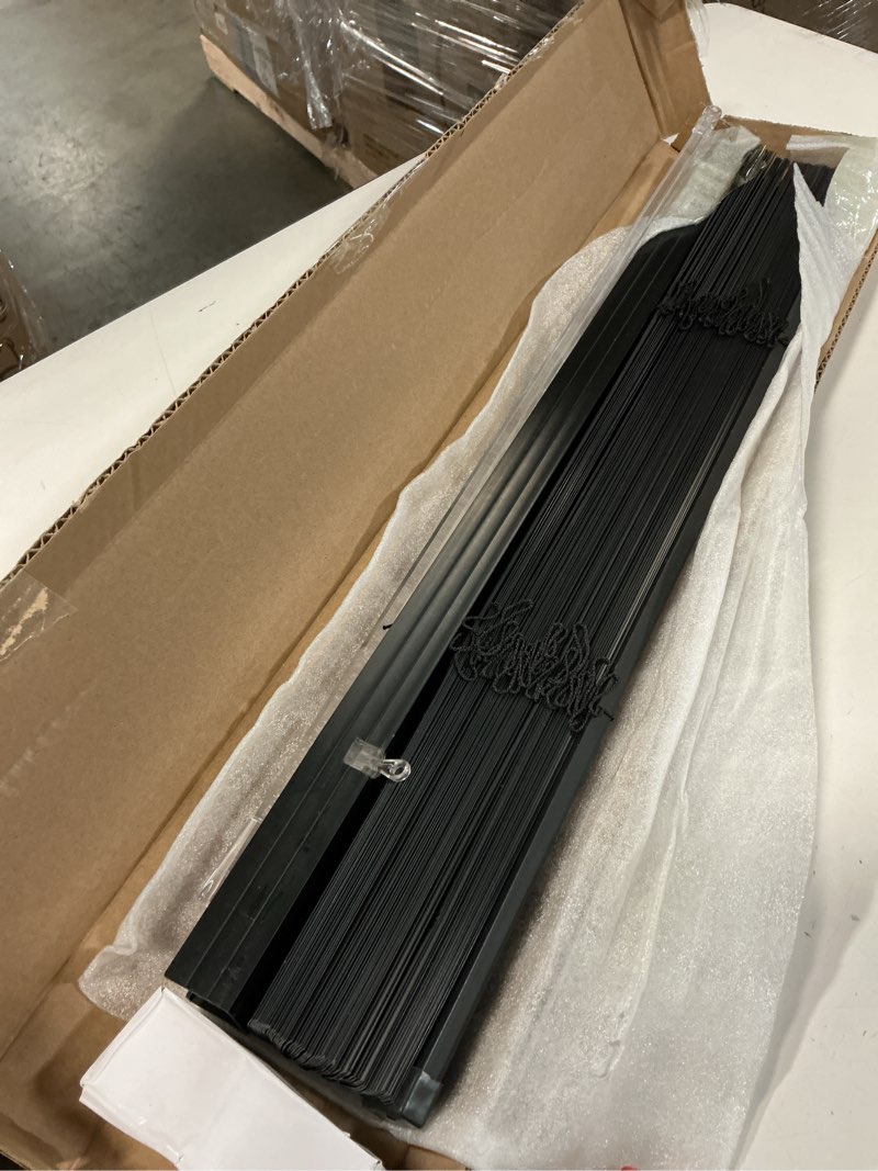 Condition photo showing Good Condition for 100% privacy 1" vinyl cordless mini blinds for indoor windows,l-shaped blades horizontal room darkening & light filtering shutters for home 20.5" wx48 h black black 20.5"w x 48"h