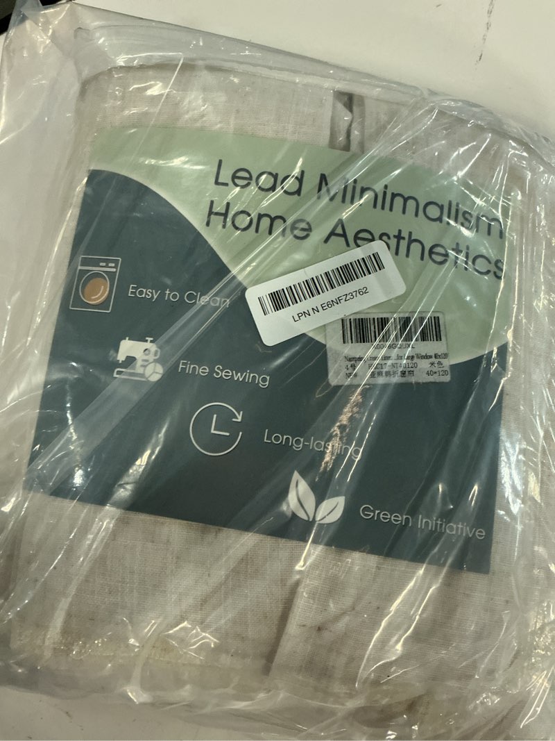 Condition photo showing Good Condition for nanspring 120 inch extra long curtains 10 ft for high ceiling loft - pinch pleated back tab linen semi sheer drapes, natural cream light filtering farmhouse, 2 panels with rings natural 40"w x 120"l (pack of 2)