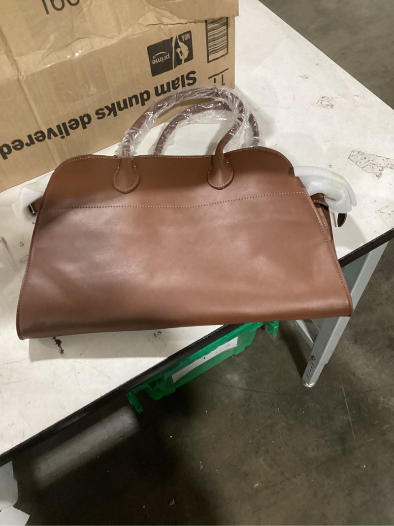Condition photo showing Good Condition for Vegan Leather Tote Bags for Women Large Tote Retro Top-handle Bag Trendy Work Bag PU Leather Purses 11.4" x 7.5" x 9.8" Coffee