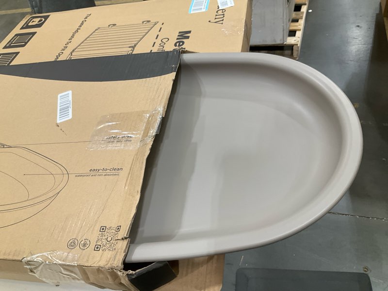 Condition photo showing Good Condition for ubbi baby changing pad, easy to clean with detachable base, lightweight, waterproof foam, includes safety strap and non-skid feet, taupe foam changing pad, taupe