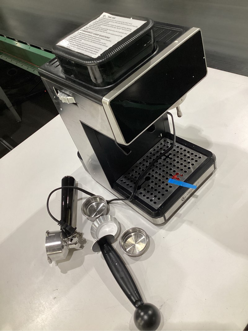 Condition photo showing As Is for AMZCHEF 20 Bar Espresso Machine with Grinder - 3 Temp Coffee Machine with 20 Grinding Settings, Hot/Cold Brew Espresso Maker with Milk Frother, Coffee Maker for Latte/Cappuccino,61oz Water Tank, Black, USED, NOT TESTED