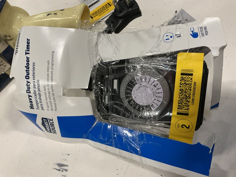 Condition photo showing As Is for BN-LINK 24 Hour Heavy Duty Mechanical Timer, Outdoor Timer Outlet Waterproof with 15 Minutes Intervals, 2 Grounded Outlets for Christmas Lights Pool Pump,15A 1/2HP, ETL Listed
