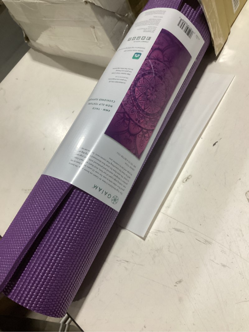 Condition photo showing Good Condition for gaiam yoga mat - premium 6mm print extra thick non slip exercise & fitness mat for all types of yoga, pilates & floor workouts (68"l x 24"w x 6mm thick)