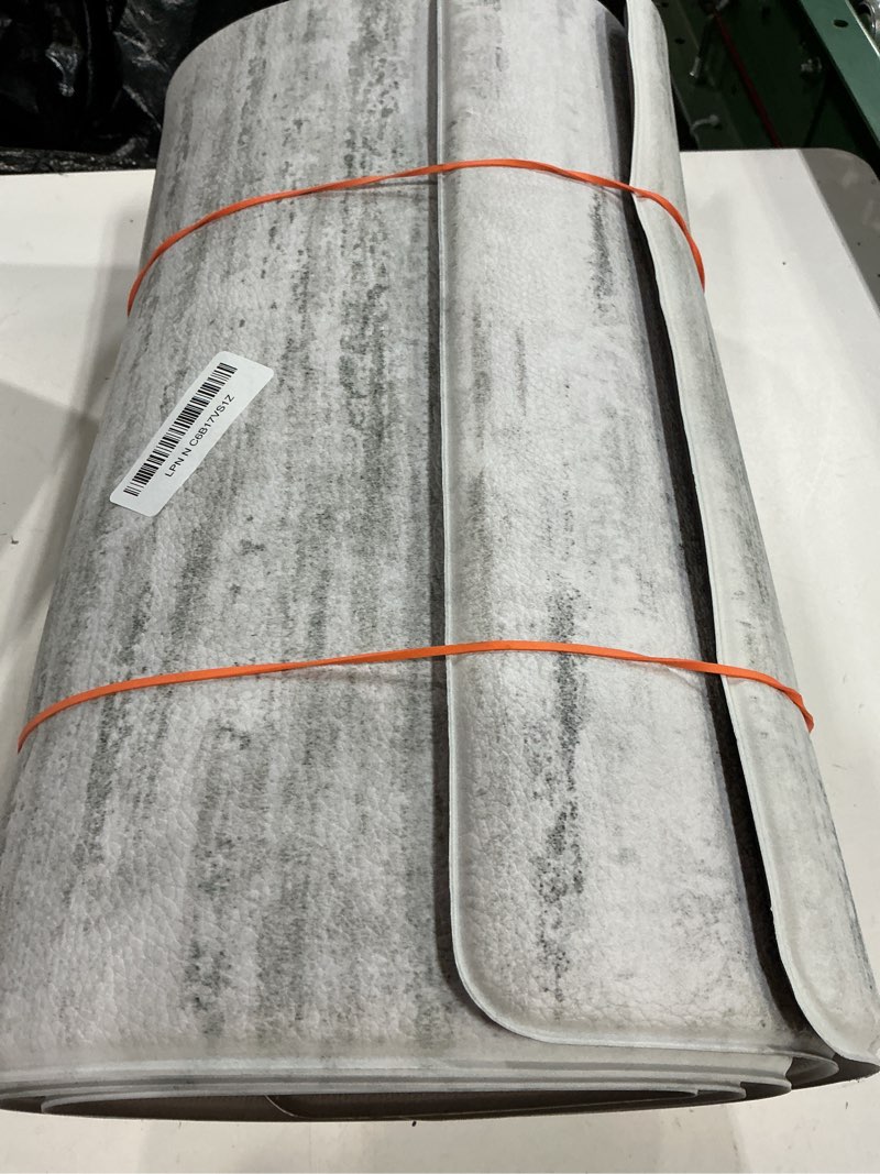Condition photo showing Good Condition for kimode anti fatigue kitchen mats for floor, abstract farmhouse kitchen rugs, cushioned kitchen floor mats, comfort standing mat for sink, laundry, office, desk multi-grey 17"x47"+17"x29" 17.3" x 47"+17.3" x 29"--0.47 inches grey/multi