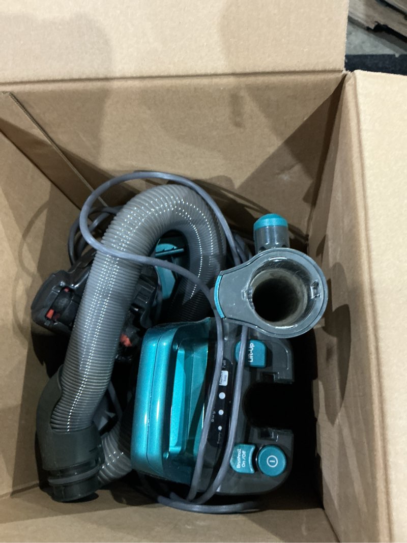Condition photo showing As Is for kenmore intuition bagged upright vacuum lift-up carpet cleaner 2-motor power suction with hepa filter, 3-in-1 combination tool, handimate for floor, pet hair, 14pounds, green
