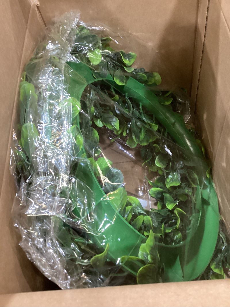 Condition photo showing Good Condition for lvydec 15" boxwood wreath - artificial green leaves wreath for front door, wall, window & party decor 15 inch