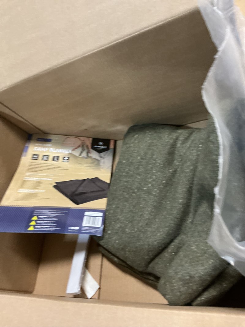 Condition photo showing Good Condition for stansport wool blend camp blankets - o.d. green 80  x 60  adult