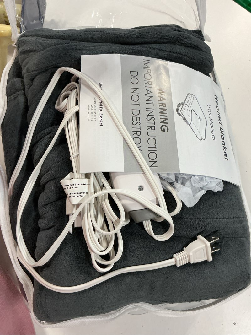 Condition photo showing Good Condition for Electric Heated Blanket 72"x84" Full Size, Soft Coral Fleece with 4 Heating Levels and 10 Hours Auto-Off, Machine Washable, Cozy Plush Fabric for Home, Dark Gray 001-dark Grey Full Size(72"x84")
