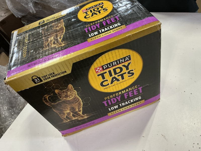 Condition photo showing As Is for Purina Tidy Cats Tidy Feet Clumping Low Tracking Cat Litter with Odor Control – Unscented - 22 lb. Box