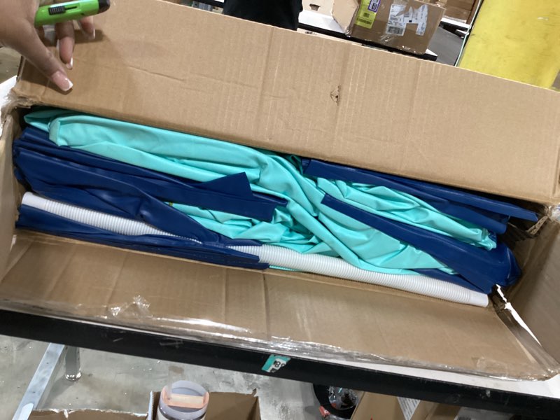 Condition photo showing As Is for wirhao foldable non-inflatable kids' and adults' outdoor swimming pool hard plastic shell kid pool for backyard dog pools (113" x 66" x 20") l: 113" x 66" x 20"