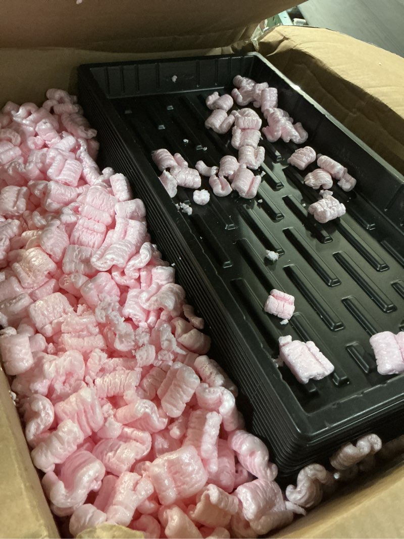 Condition photo showing Good Condition for Growing Trays, 1020 Plant Nursery Trays Heavy Duty Seed Starter Flat Seedling Tray for 72/128 Cell Plug Tray Transplant Growing Microgreens (21"×11", 10 Pack, 1.6" Deep, Without Holes) TD538-10P-Black