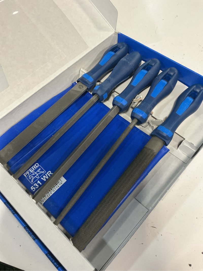 Condition photo showing Good Condition for pferd 5-piece 8" machinist file set – bastard coarse cut – with ergonomic handles & plastic pouch – for universal roughing & finishing – part 16078 bastard cut 8 inch