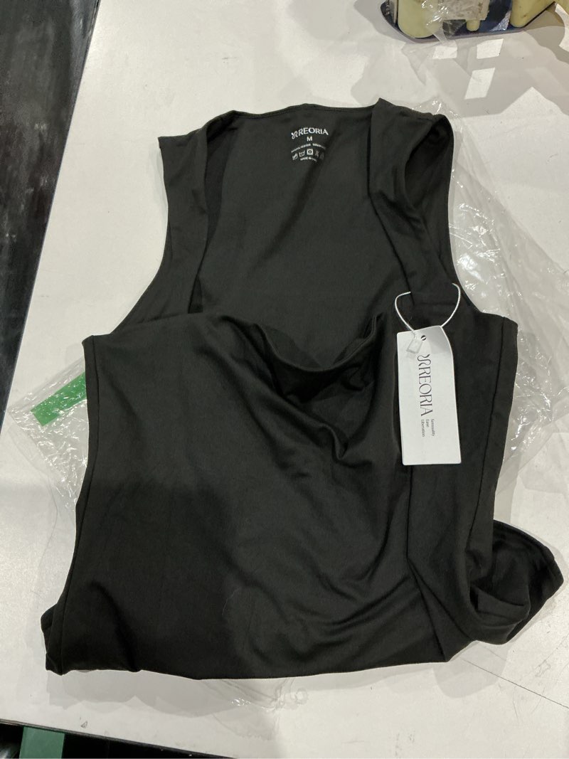 Condition photo showing Good Condition for reoria butsmooth® women’s sexy sleeveless square neck double lined basic bodysuit tank tops medium black