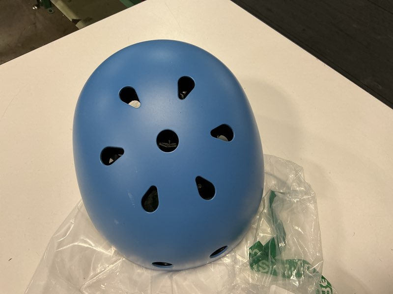 Condition photo showing Good Condition for kids bike helmet, adjustable and multi-sport, from toddler to youth, 3 sizes blue small: 18.9" - 21.3"