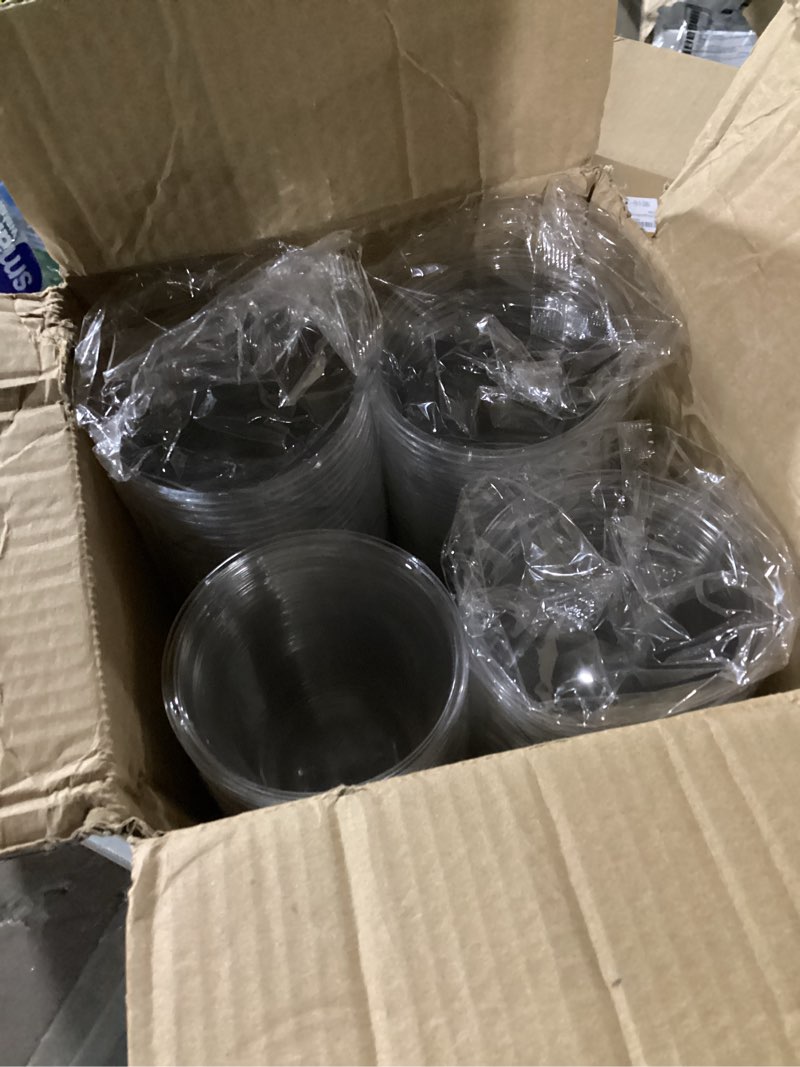 Condition photo showing As Is for 12 oz Clear Plastic Cups, 300 Count Disposable Coffee Cups No Lids, 12 Ounce Cold Plastic Party Cup Bulk, PET Clear Cup for Iced Coffee, Smoothie, Cold Beverage Clear 12oz-300