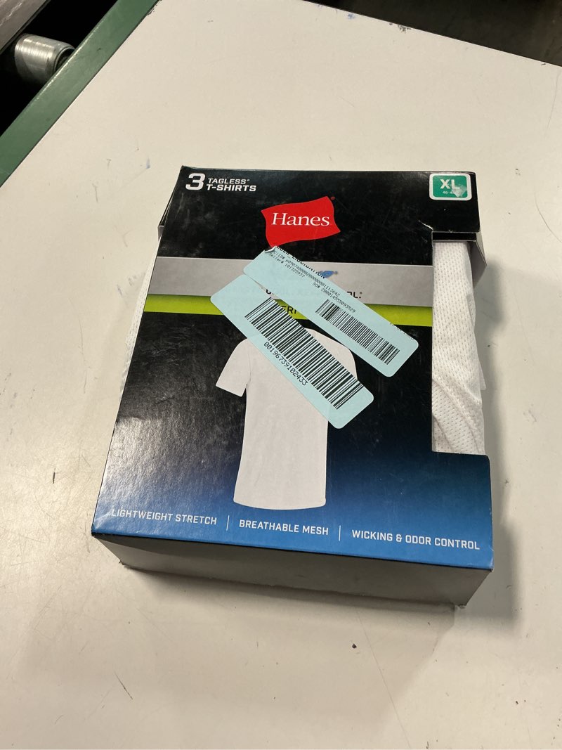 Condition photo showing New/Like New for hanes 3-pack men's all day x-temp | breathable mesh | lightweight stretch | crewneck undershirt (3-pack/white - xl), x-large, white/white/white