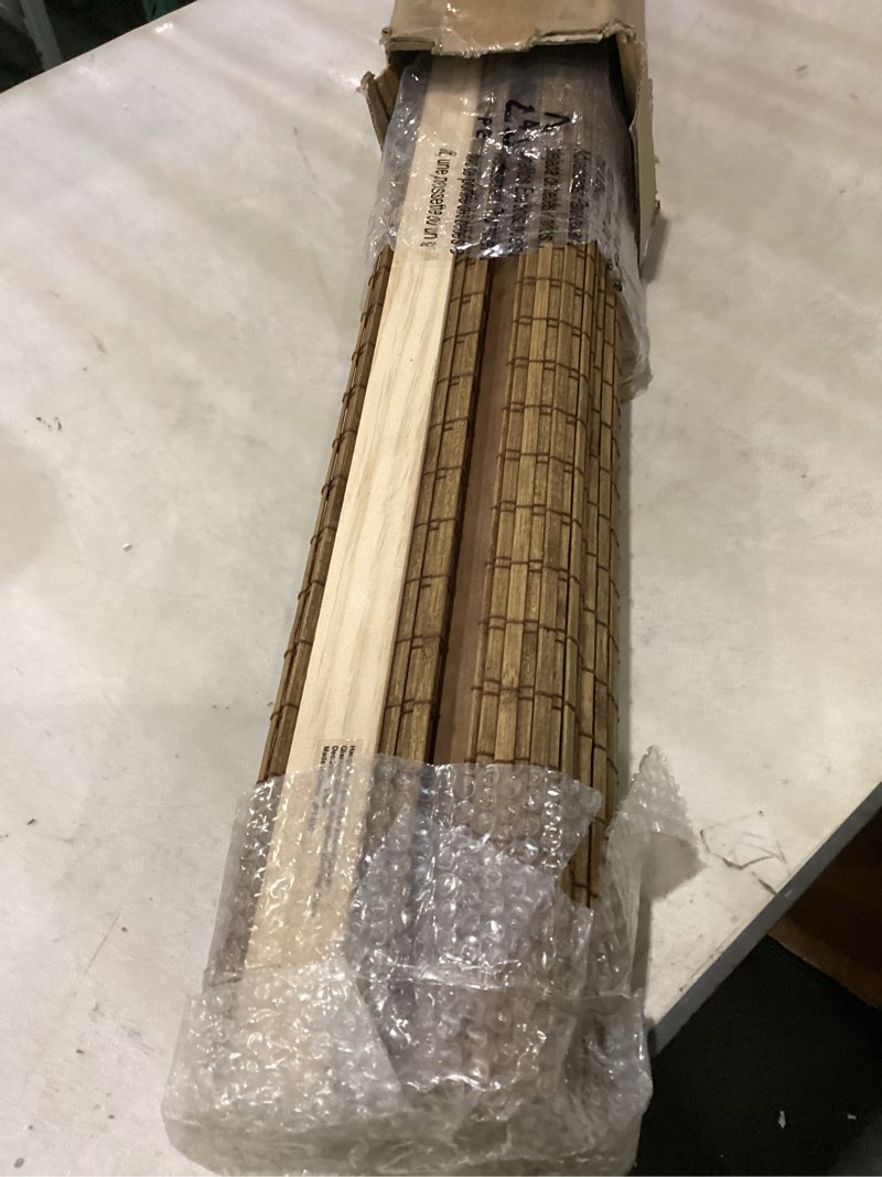 Condition photo showing Good Condition for lazblinds no tools no drill cordless bamboo roman shades, light filtering window treatment, roll up bamboo blinds for windows 48'' w x 48'' h, eastfield teak light filtering-eastfield teak 48" w x 48" h