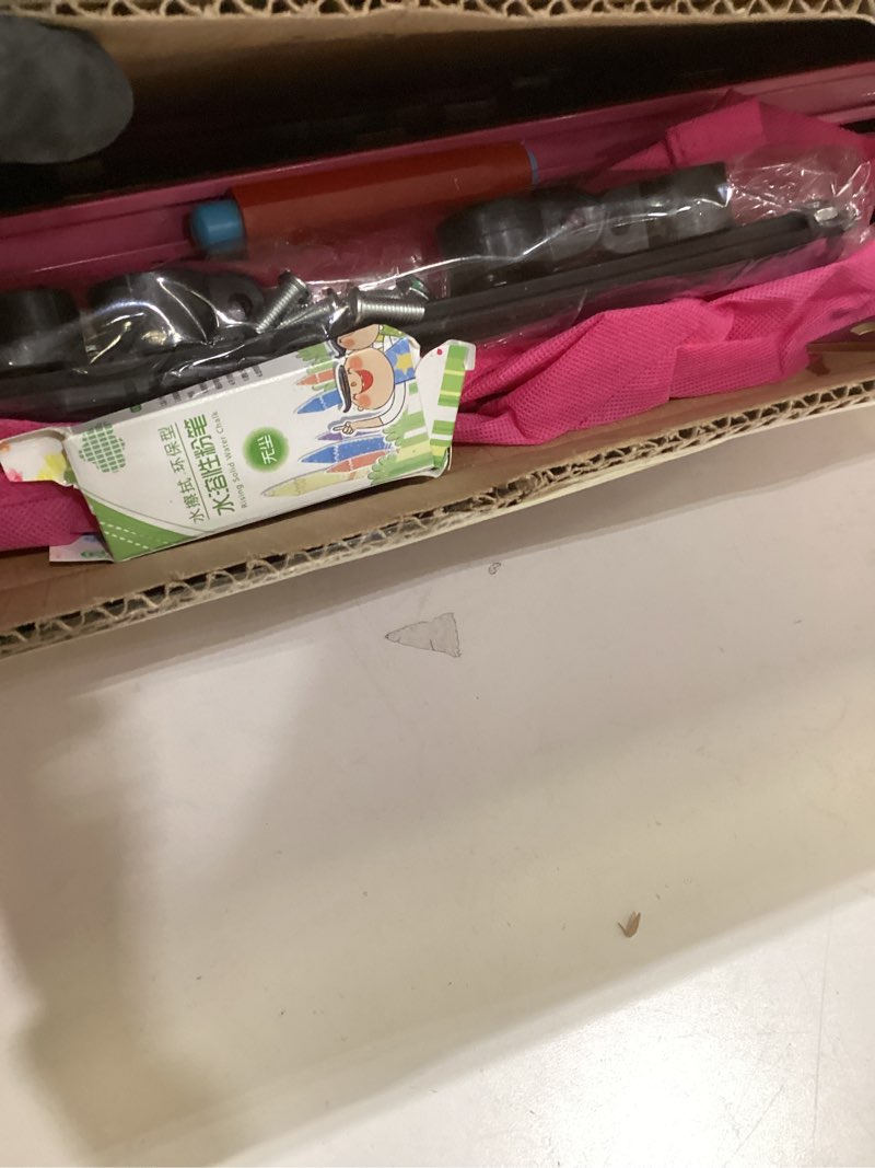 Condition photo showing As Is for Kids Art Easel 29.5inch-44inch Height Adjustable 360°Rotating Whiteboard & Chalkboard Double Sided Easel for Kids (Pink)