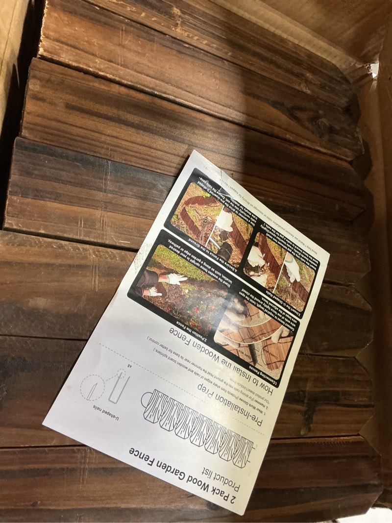 Condition photo showing Good Condition for mulctun wood garden edging - 11.8" h x 47" l sturdy wooden landscape edging, natural flower bed edging borders, decorative wooden garden fence for yard flower bed lawns pathway tree (4 packs) 11.8" h x 47" l?brown? 4 packs
