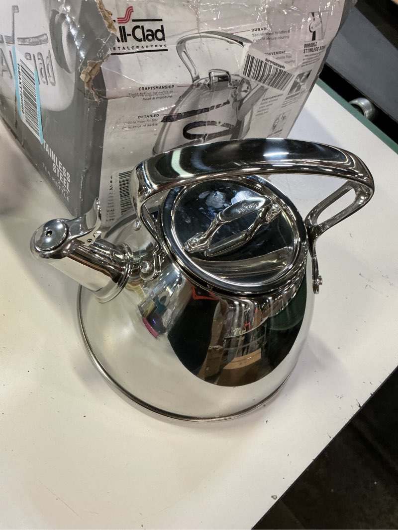 Condition photo showing Good Condition for all-clad specialty stainless steel tea kettle 2 quart induction pots and pans, cookware silver
