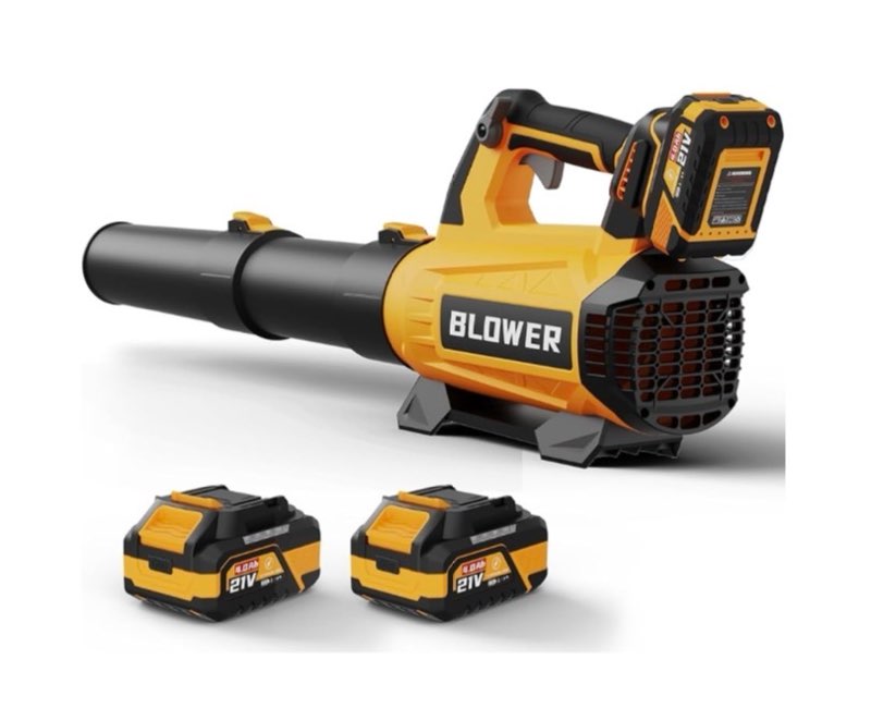 leaf blower cordless - 630cfm/160mph, 21v powerful electric cordless leaf blower with 2 x 4.0ah batteries and charger, battery powered leaf blowers for lawn care, patio, yard, dust, snow
