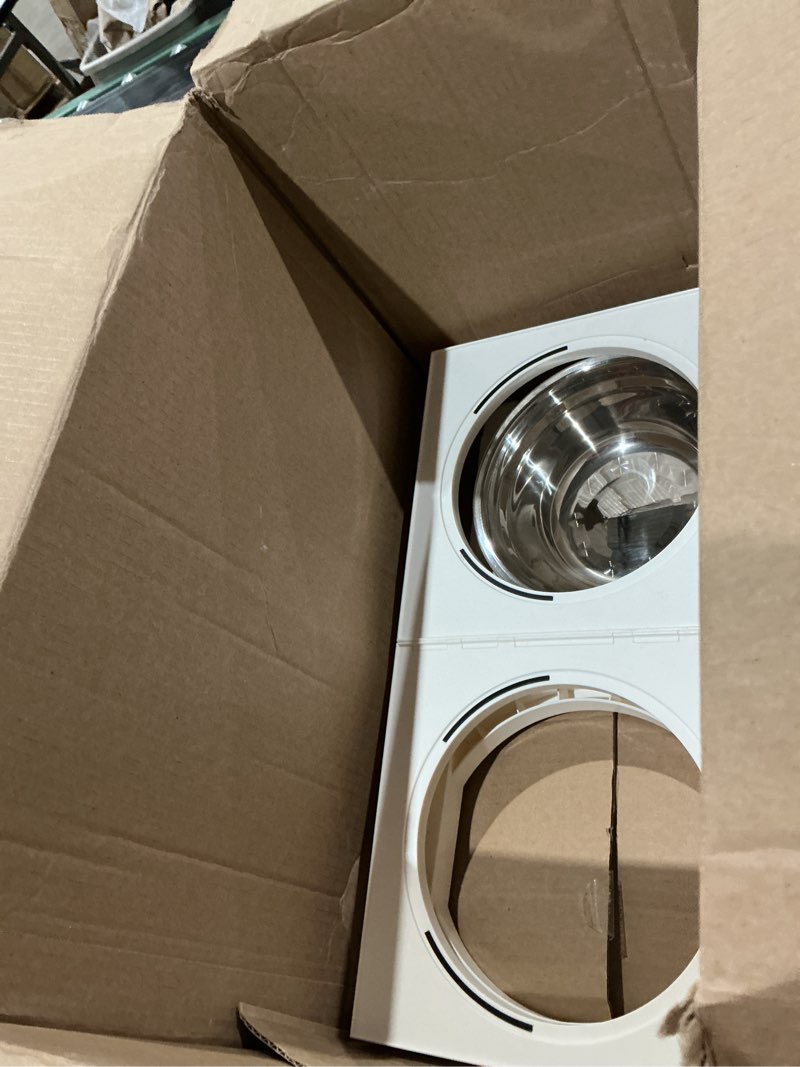 Condition photo showing As Is for whisker city® foldable white marble double diner elevated cat bowls,
