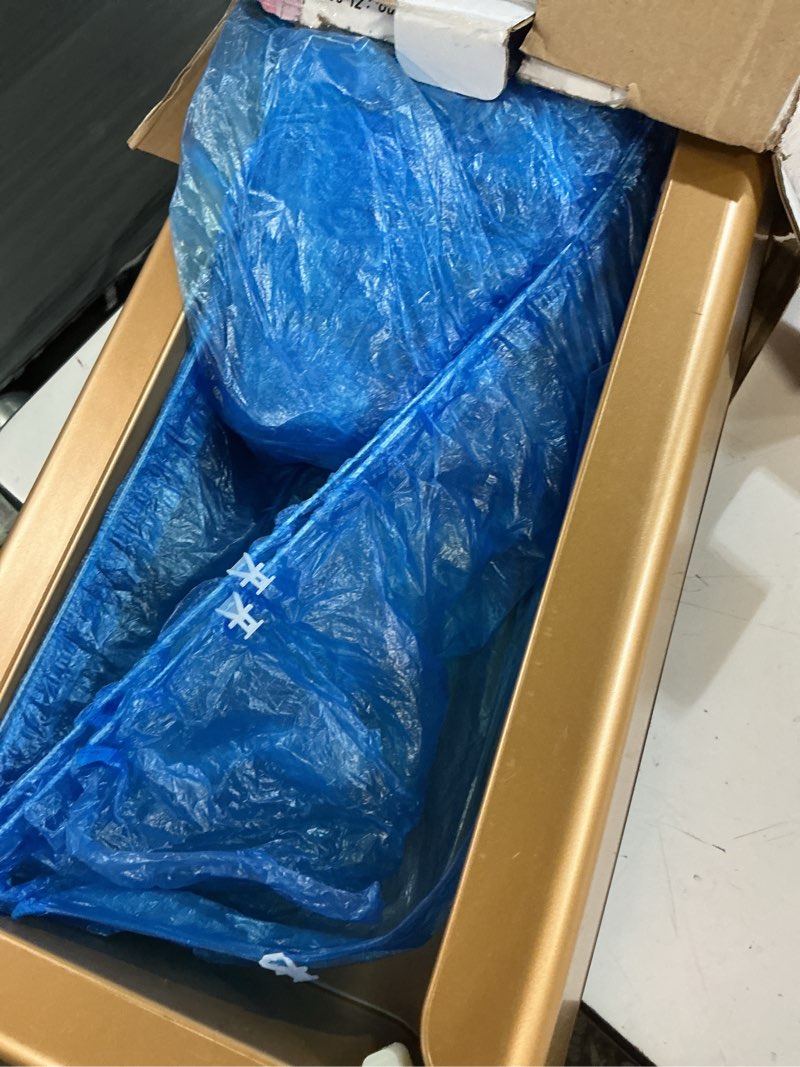 Condition photo showing Good Condition for shoe covers dispenser with 200 shoe covers for home,offices, factories gold | hands-free step-on operation, durable abs build with anti-slip pads, fits us sizes 5–11, no bending, smooth dispensing