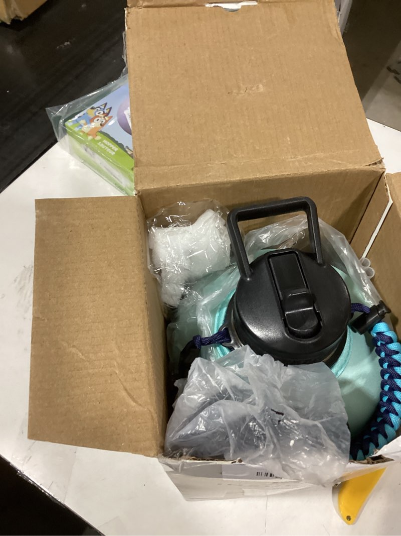 Condition photo showing Good Condition for Similar product teal colorBJPKPK Half Gallon Insulated Water Bottles with Straw Lid, 64oz Large Water Jug, Stainless Steel Bottles with 3 Lids and Paracord Handle, Thermo for Hot & Cold Liquid, Black 64 Ounces Black