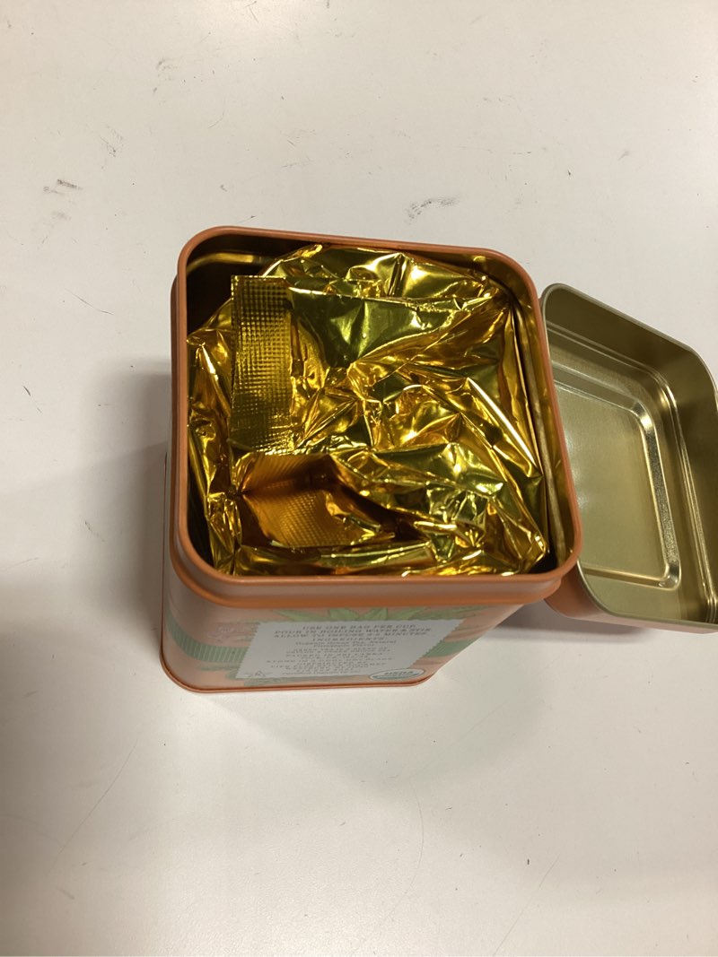 Condition photo showing Good Condition for (Best by 12/2027)Organic Ceylon Pineapple Green Tea - 50 Packets - Natural Antioxidant Rich Herbal Leaf Teabags - USDA Certified 100% Non-GMO - Caffeinated Premium Gift Tin Organic Pineapple Green Tea 50ct