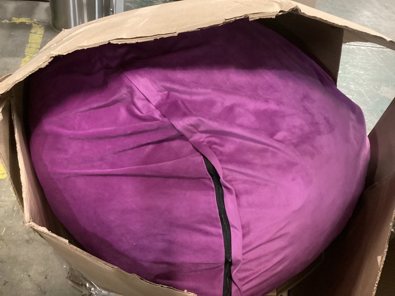 Condition photo showing As Is for Bean Bag Chairs for Adults - Memory Foam Furniture BeanBag Chair - Kids/Teens Sofa with Soft Micro Fiber Cover - Round Fluffy Couch for Living Room Bedroom College Dorm - 3 ft, Purple Medium Purple