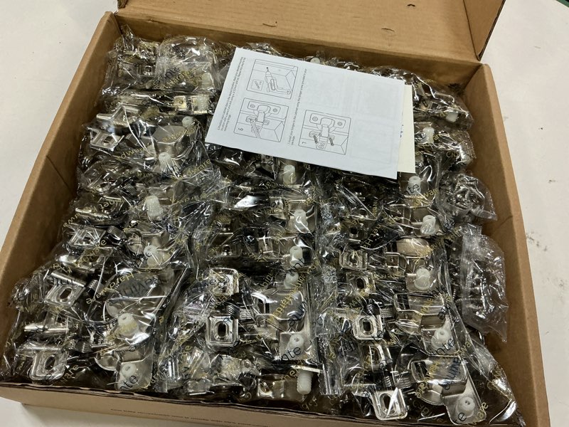 Condition photo showing New/Like New for Ravinte 60 Pack 30 Pairs Short Arm Kitchen Cabinet Hinges for 1/2 Inch Overlay Cabinet, Brushed Nickel 105 Degree Opening Angle Hinges, Soft Close Concealed with Mounting Screws for Face Frame Door 60 1/2 Inch Overlay Cabinet