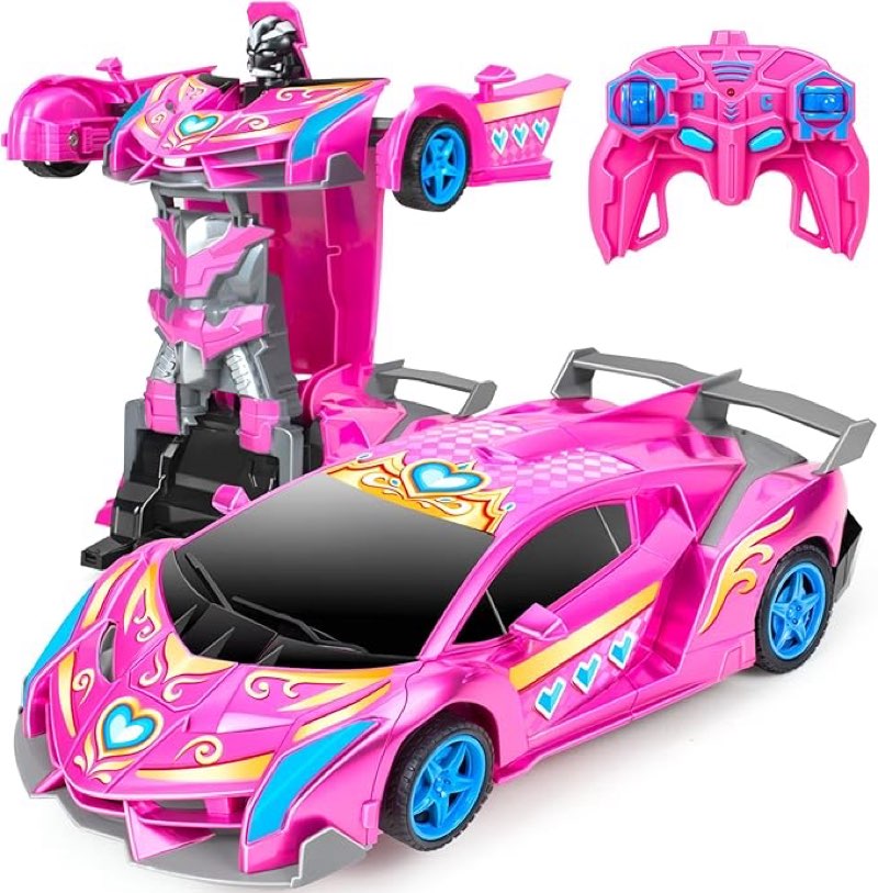 Tcvents Remote Control Car for Girls, 2 in 1 Robot RC Cars - Transform Racing RC Princess Car Toy On