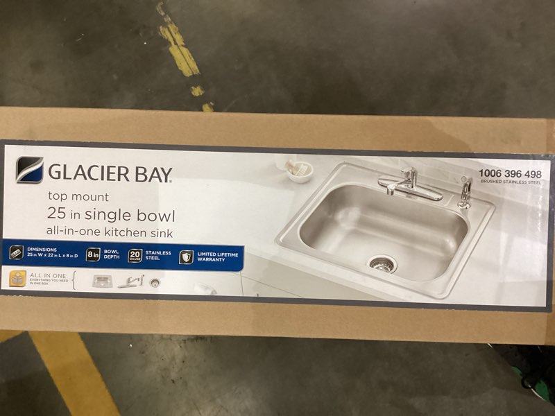 Glacier Bay Top Mount 25 inch single bowl all-in-one kitchen sink