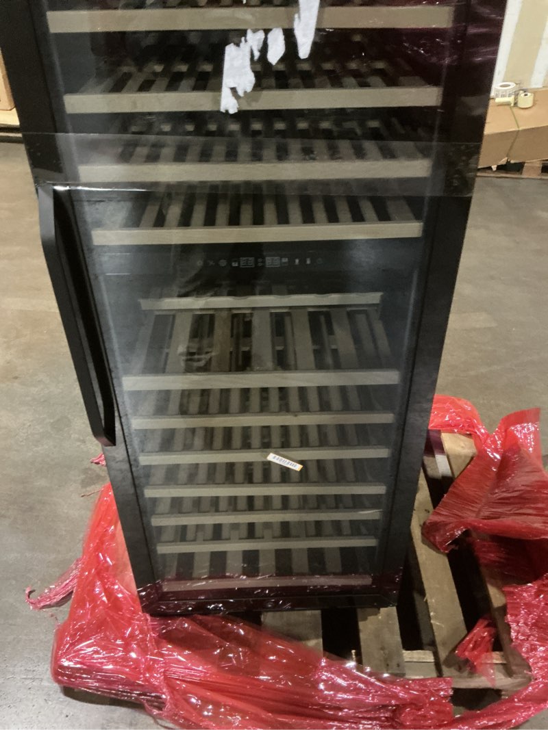 Condition photo showing Good Condition for 24" Inch Dual-Zone Wine Fridge, Freestanding/Built-in Wine Cooler Refeigerator, Large Capacity Tall Wine Cellar For Wine Collection, Wine Chiller with Safety Lock, Low Noise and Fast Cooling 24"- 13.5 Cu. Ft.- Dual Zone Wine Cooler-Black