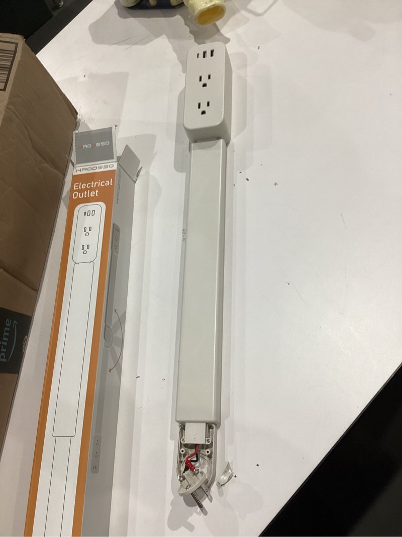 Condition photo showing As Is for Electrical Outlet Extender Stick - Features USB-A, USB-C and 2 AC Outlets, Extends 22"-34", Rotates 180° Access Hard-to-Reach Outlets, Wall Plug Power Socket Expander Nightstands, Sofa, Desks and More White