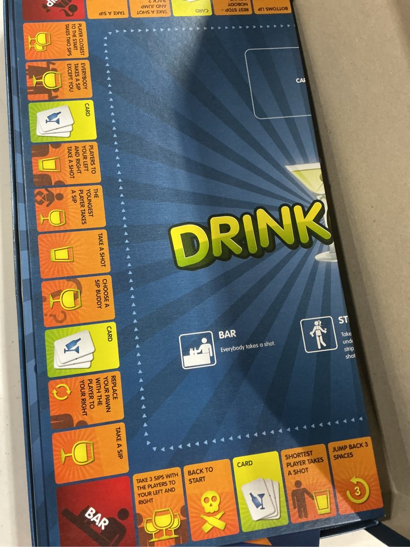 Condition photo showing As Is for drinkopoly – the king of drinking games – combined board/table party games for adults and students with 50 expansion cards with tasks, an (un)forgettable experience, a drinking game gift set