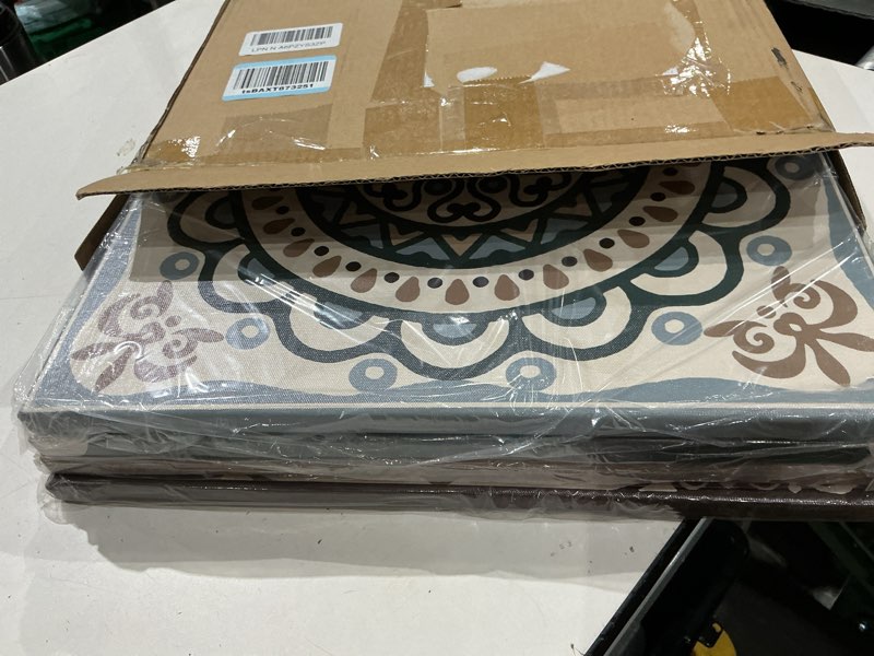 Condition photo showing Good Condition for artistic path bohemian pattern printing wall art: vintage flower pattern canvas wall decoration artwork for bedroom (16" w x 16" h x 4 pcs,multi-sized) 16"x16"x4pc