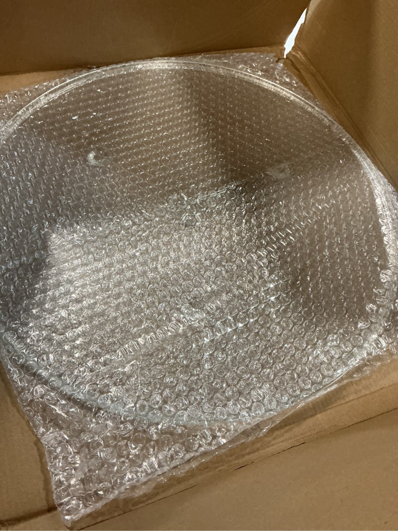 Condition photo showing As Is for Microwave Plate Replacement 16.5 inch Fits WB48X10046 and WB48X29704 GE Microwave Turntable Plate - Exact Replacement Microwave Glass Plate - Durable Oven Dish Tray For Better Reheating and Cooking